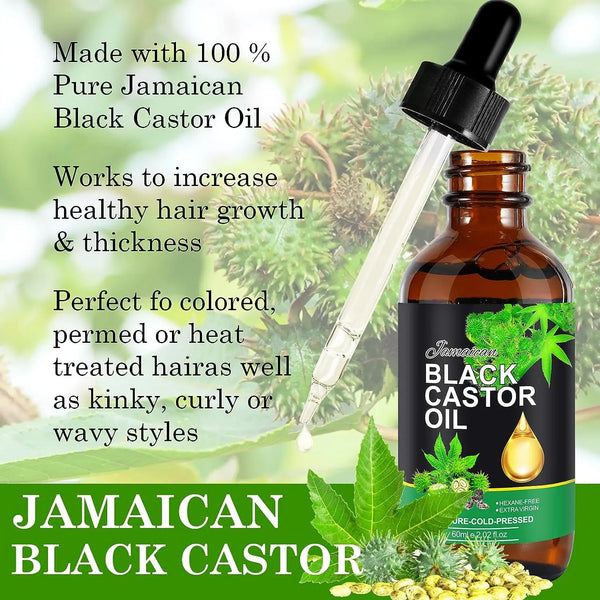 Jamaican Black Castor Oil, Organic Castor Oil, Cold Pressed Unrefined Oil for Stimulating Hair Growth, Luscious Eyelashes, Thick Eyebrows, Body Oil, Massage Oil (4 Pack)