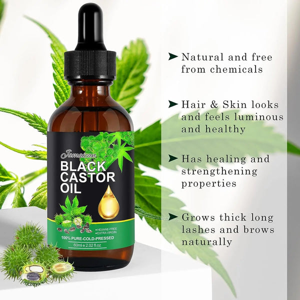 Jamaican Black Castor Oil, Organic Castor Oil, Cold Pressed Unrefined Oil for Stimulating Hair Growth, Luscious Eyelashes, Thick Eyebrows, Body Oil, Massage Oil (4 Pack)